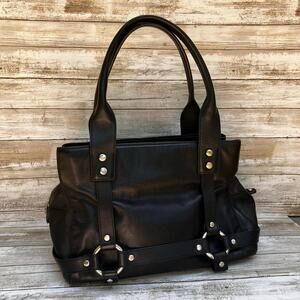 VTG Y2K Juicy Couture Purse Black Leather Studded Satchel Bikercore Grunge Goth
